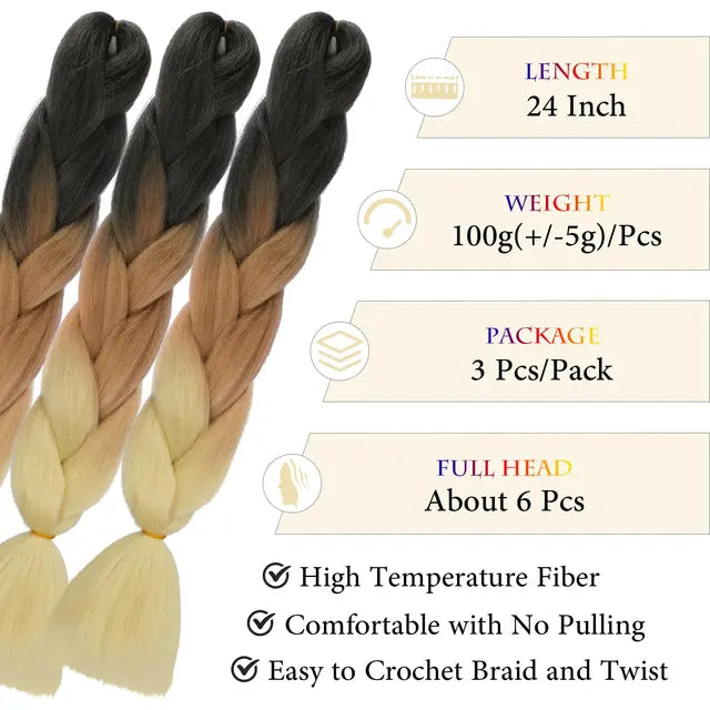 Sofeiyan Braiding Hair Extensions, 24inch 3Pcs