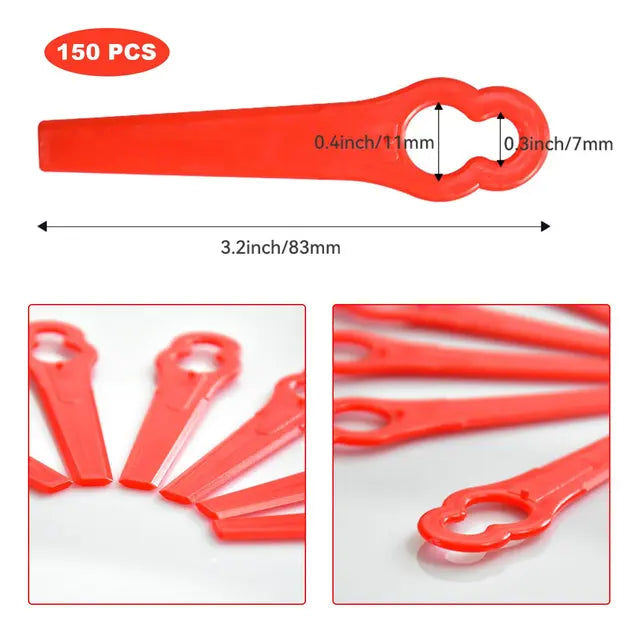 NITAIUN 150 Pcs Plastic Grass Trimmer Blades Red 83mm