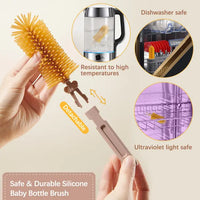 FUSACONY Baby Bottle Brush Set 7 in 1, Travel Portable Silicone Bottle Brush