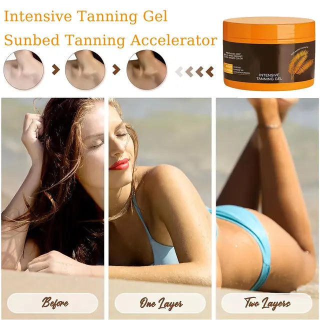 Intensive Tanning Gel, Sunbed Tanning Accelerator,  Beaches and Sunbed Cream