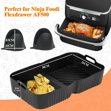 Zemolo Air Fryer Liners Silicone for Ninja Flex Drawer AF500UK, 3 Pcs