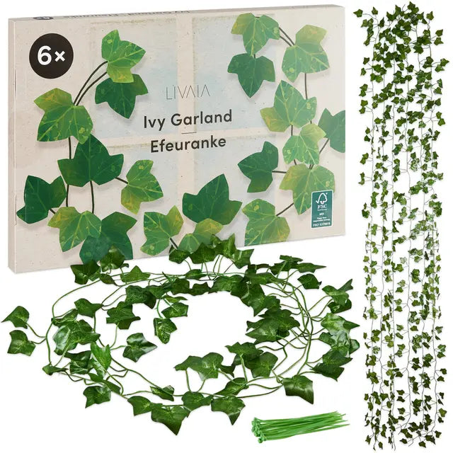 LIVAIA Ivy Artificial Plants: 12 x Ivy Garland - Fake Plant Room Decoration