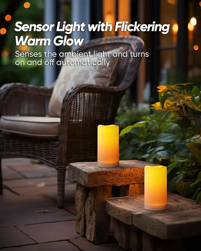 Solar Candles Outdoor Waterproof, Dusk to Dawn, Rechargeable