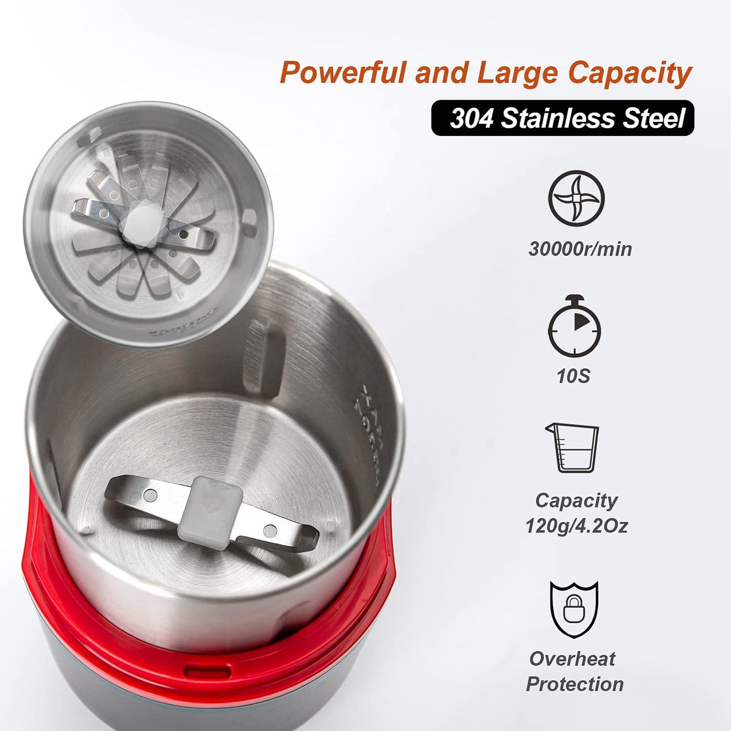 Electric Coffee Grinder and Spice Grinder with Stainless