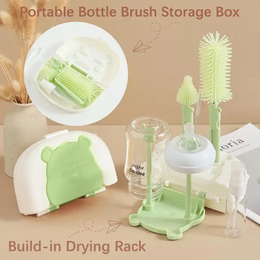 FUSACONY Baby Bottle Brush Set 7 in 1, Travel Portable Silicone Bottle Brush