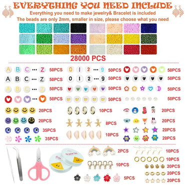 IWTTWY 28000 Pcs Glass Seed Beads for Bracelet Making Kit, 24 Colors