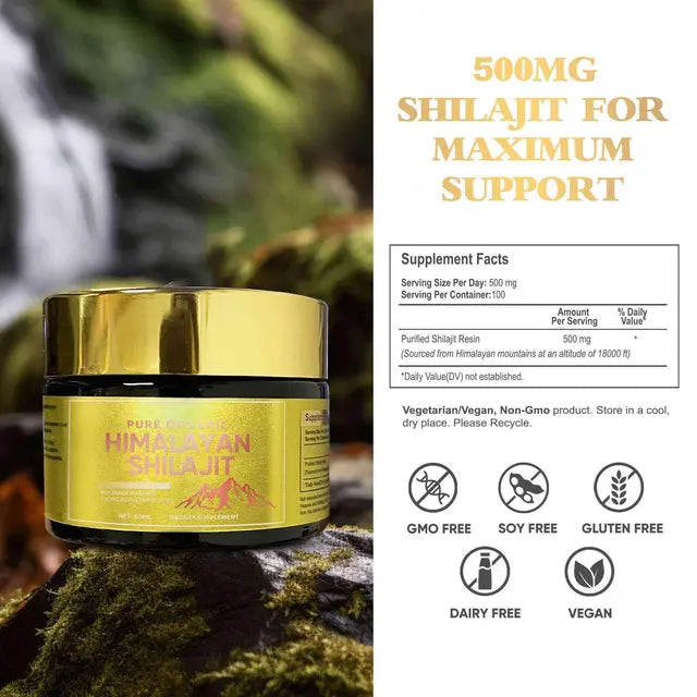 Shilajit-Resin 50g, Pure Himalayan Shilajit Resin Rich in Fulvic Acid and Minerals
