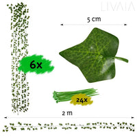 LIVAIA Ivy Artificial Plants: 12 x Ivy Garland - Fake Plant Room Decoration