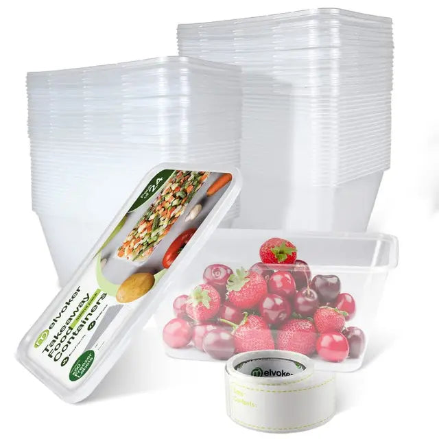 Melvoker 24Pcs Round Food Containers with Lids - 1000ml (32oz)