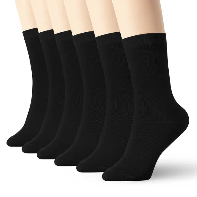 K-LORRA 6 Pack Men Women High Ankle Cotton Socks Blue (Black, M)