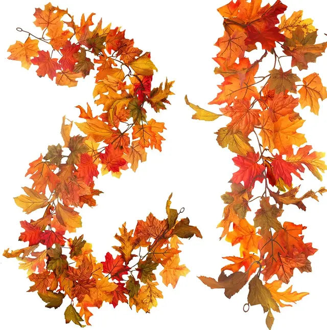 Whaline Artificial Autumn Fall Maple Leaves Garland Hanging Plant