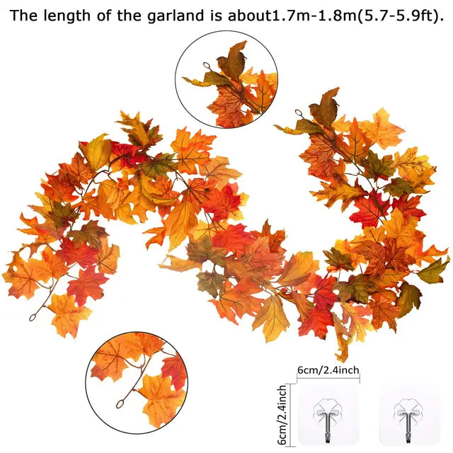 Whaline Artificial Autumn Fall Maple Leaves Garland Hanging Plant