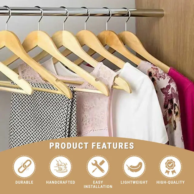AVOS-DEALS-GLOBAL - 12 Extra Strong White Wood Wooden Coat Hangers