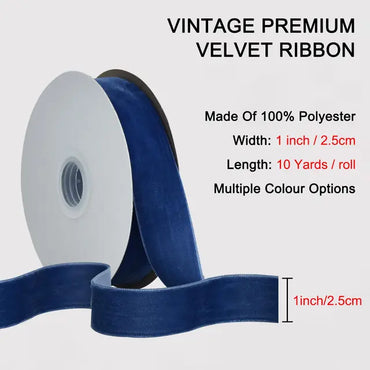 RIBBOOO Grey Blue Velvet Ribbon 5CM x 9.14 Meters