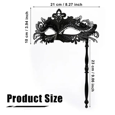 Masquerade Mask with Stick, Women Venetian Halloween Costume Mask