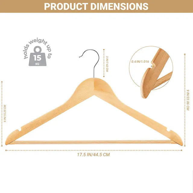 AVOS-DEALS-GLOBAL - 12 Extra Strong White Wood Wooden Coat Hangers