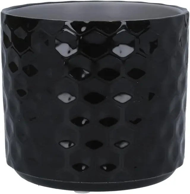 Gisela Graham 2 x Black Gloss Honeycomb Stoneware Pot Cover, Med