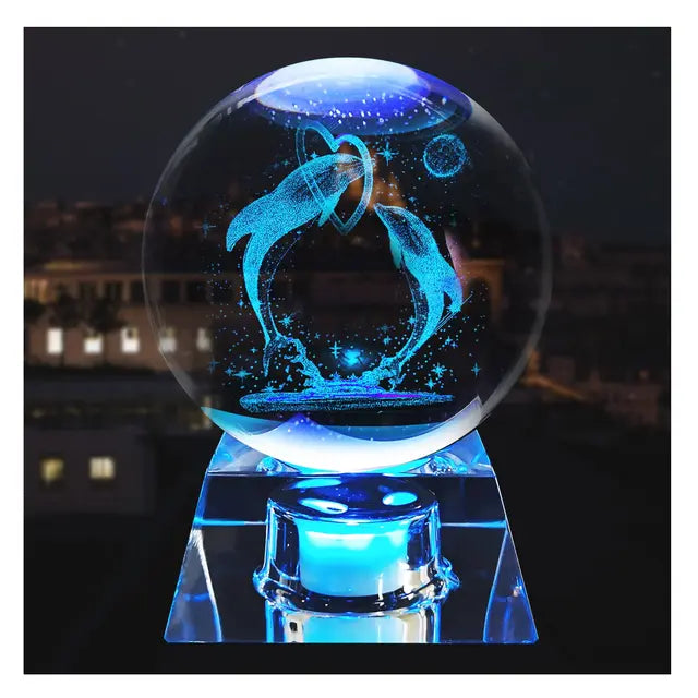 OEGINFIT 3D Solar System Crystal Ball with LED Colorful Night Light Base