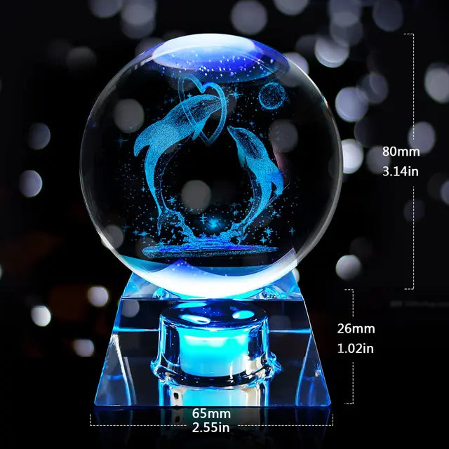 OEGINFIT 3D Solar System Crystal Ball with LED Colorful Night Light Base