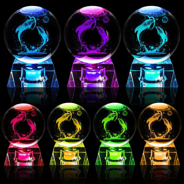 OEGINFIT 3D Solar System Crystal Ball with LED Colorful Night Light Base