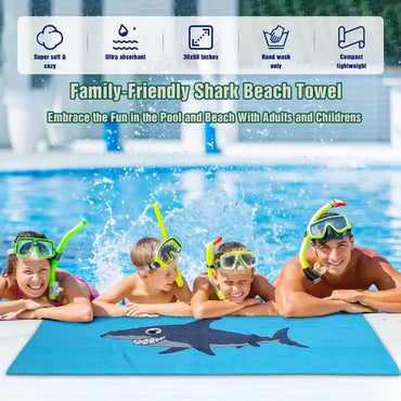 G GIELYPANO Family Fun Shark Print Cotton Beach Towel