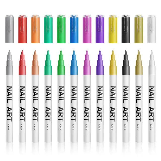 12pcs 3D Nail Art Pens Set, Nail Graffiti Drawing, Nail Gel Polish Pens