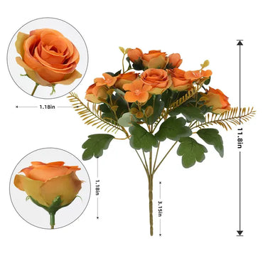Floralsecret 4 Bunches Artificial Flowers for Graves White Artificial Rose Bouquet