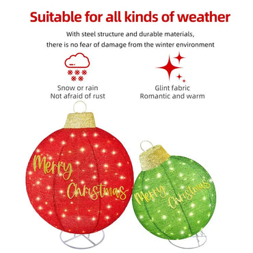 HOYECHI 2pc Lighted Pop-Up Outdoor Christmas Ornament Set