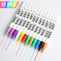 12pcs 3D Nail Art Pens Set, Nail Graffiti Drawing, Nail Gel Polish Pens