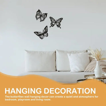 PRETYZOOM Metal Butterfly Wall Decor Black Butterfly Decor 3Pcs