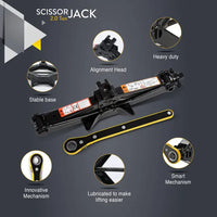 Scissor Jack for Car - 2.0 Ton (4,400 lbs) | Car Jack Kit - Tire Jack | Portable