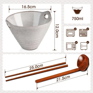 NUTRIUPS Ceramic Ramen Bowl, 700ml Japanese Noodle Soup Bowls
