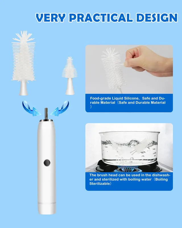 Electric Feeding Bottle Cleaner Set with 1800mAh Rechargeable Brush & Lanyard
