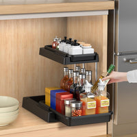 Under Sink Storage Shelf, 2 Tier Slide Kitchen Storage & Bathroom Cabinet