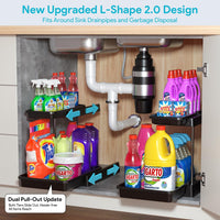 Under Sink Storage Shelf, 2 Tier Slide Kitchen Storage & Bathroom Cabinet