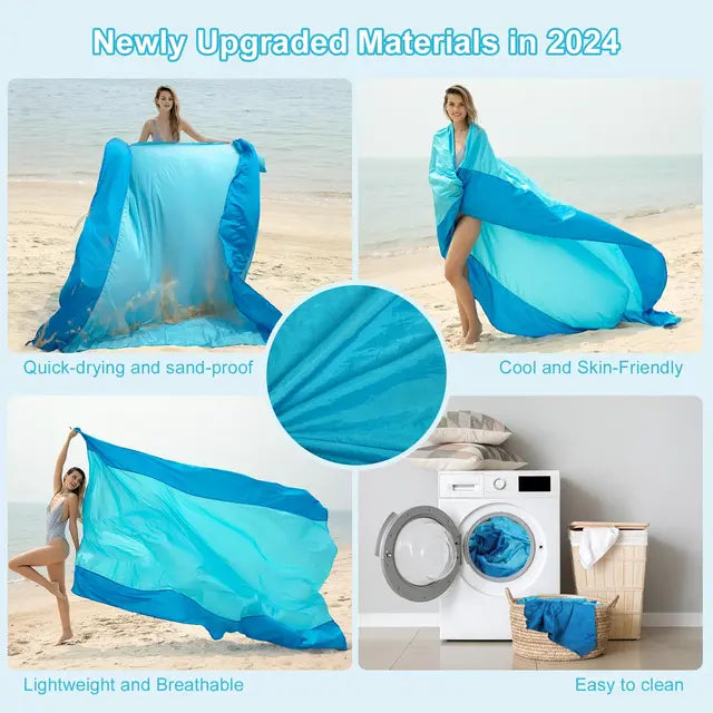 Beach Blanket, Picnic Blanket, Durable Nylon Beach Mat, Sand free, Lightweight & Portable