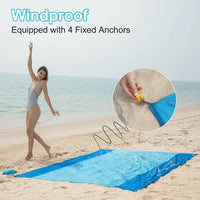 Beach Blanket, Picnic Blanket, Durable Nylon Beach Mat, Sand free, Lightweight & Portable