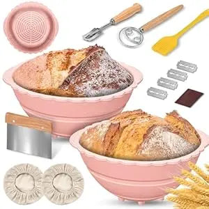 2Pack Bread Proofing, Banneton, Silicone Sourdough Bread Baking Baskets