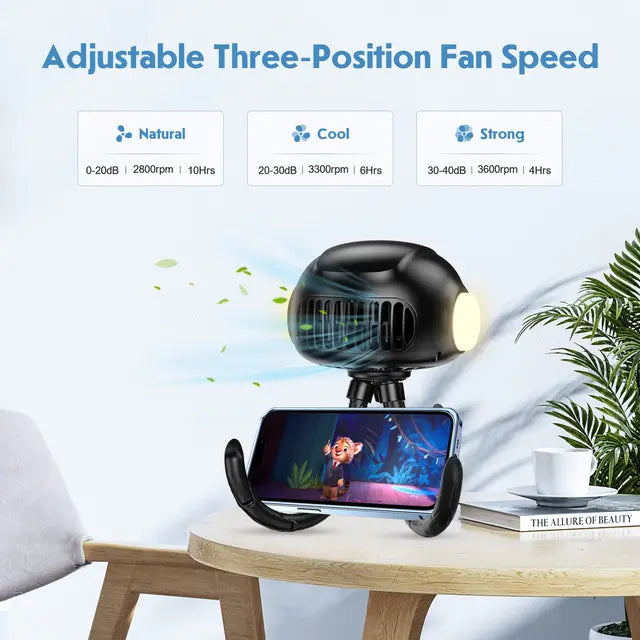 NEWENMO Stroller Fan, Pram Fan Clip On Fan with LED Lights