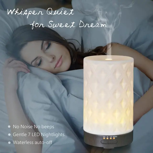 Earnest Living Essential Oil Diffuser for Home White Ceramic Aromatherapy Diffuser