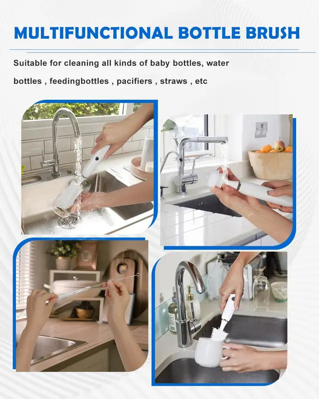 Electric Feeding Bottle Cleaner Set with 1800mAh Rechargeable Brush & Lanyard