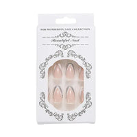 Brishow Coffin False Nails French Short Fake Nails Pink Glitter Press