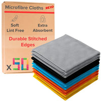 Microfibre Cleaning Cloth - Pack of 50, Multi-Surface, Lint Free