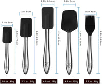 5pcs Kitchen Utensils Set Stainless Steel Handle - Silicone Spatula