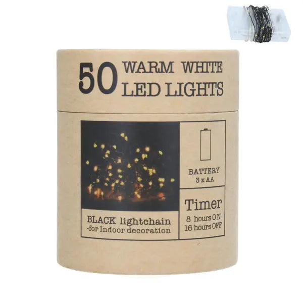 4 x Gisela Graham 50 Warm White LED Lights on Black Wire 5m