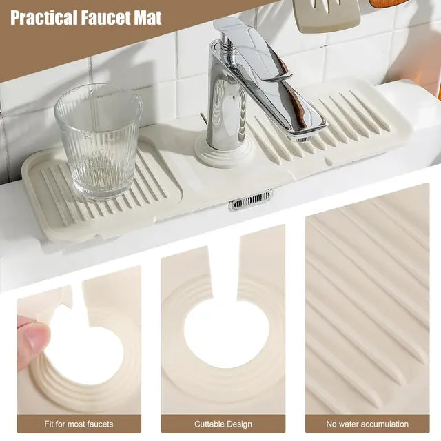 Silicone Faucet Mat, Faucet Handle Drip Catcher Tray