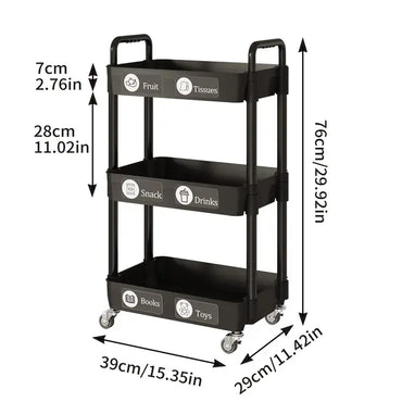 Dttwacoyh 4-Tier Rolling Storage Cart with Lockable Casters, beauty trolly