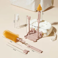FUSACONY Baby Bottle Brush Set 7 in 1, Travel Portable Silicone Bottle Brush