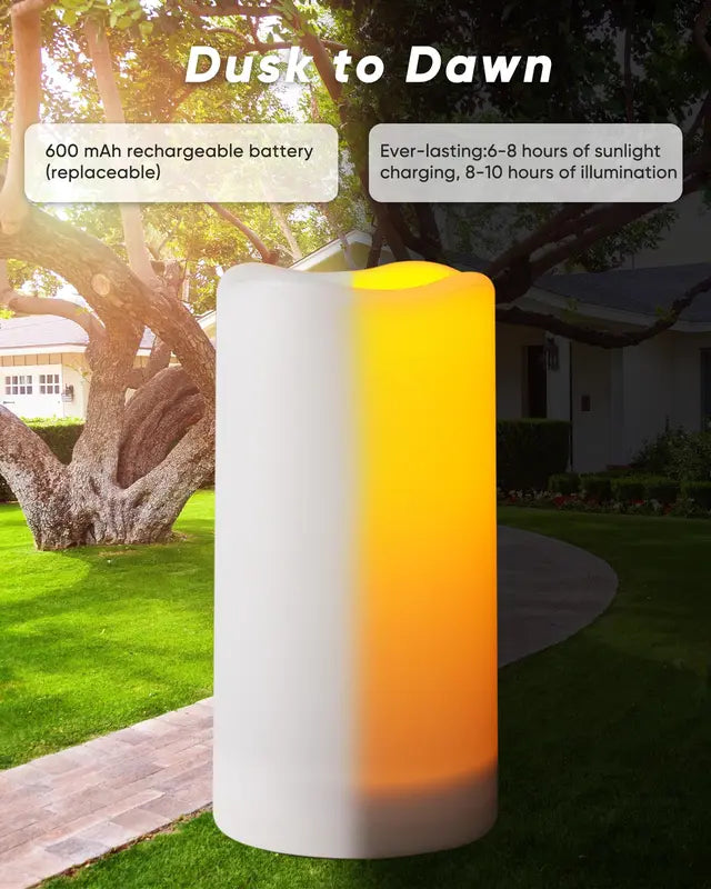 Solar Candles Outdoor Waterproof, Dusk to Dawn, Rechargeable