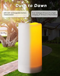 Solar Candles Outdoor Waterproof, Dusk to Dawn, Rechargeable